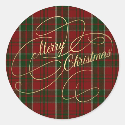 クリスマスおめでとう ゴールドスクリプト 赤 緑 プライド タルタン ラウンドシール (正面)