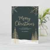 クリスマスおめでとう ゴールド カリグラフィー ホリデー カード (スタンド正面)