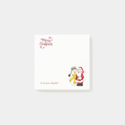 クリスマスおめでとう,サンタクロース,雪だるま-名入れ ポストイット (正面)