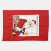 クリスマスおめでとう サンタ＆子供 キッチンタオル (横)
