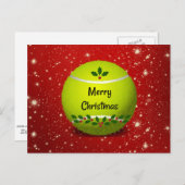 クリスマスおめでとう、テニスのホリデーシーズンにぴったりなデザイン ポストカード (正面/裏面)