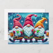 クリスマスおめでとう、ノームはクリスマスの飲み物を飲む 招待状 (正面/裏面)