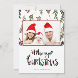 クリスマスおめでとう、ヒイラギの実と枝の写真