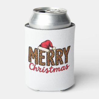 クリスマスおめでとう ヒョウ柄 クリスマス サンタハット 冬の休日 缶クーラー