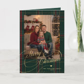 クリスマスおめでとう ブライド タータン柄 3枚の写真入り シーズンカード (正面)