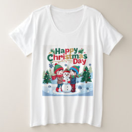 クリスマスおめでとう プラスサイズTシャツ