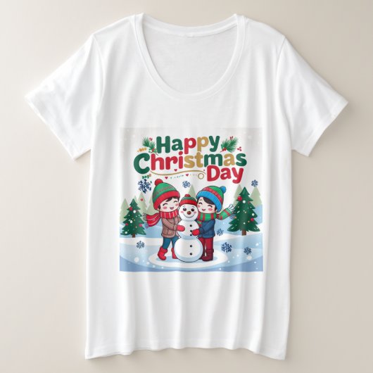 クリスマスおめでとう プラスサイズTシャツ (デザイン正面)