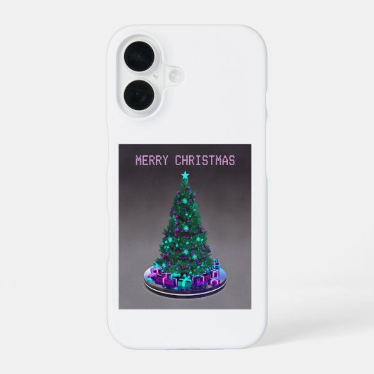 クリスマスおめでとう。プレゼントを飾った木 iPhone 16ケース (裏面)