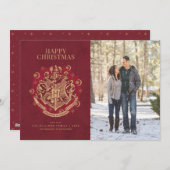 クリスマスおめでとう | ホグワーツ Crest 家族写真 シーズンカード (正面/裏面)