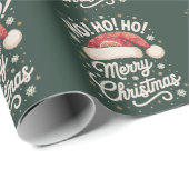 クリスマスおめでとう ホホホ 面白いサンタ帽子 クリスマス ラッピングペーパー (ロールコーナー)