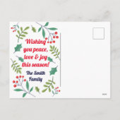 クリスマスおめでとう ホリー ベリー (写真を追加してください) シーズンポストカード (裏面)