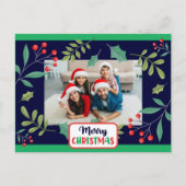 クリスマスおめでとう ホリー ベリー (写真を追加してください) シーズンポストカード (正面)