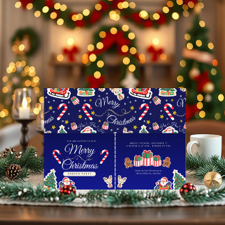 クリスマスおめでとう、ホ!ホ!ホ! - カスタム ブルー インビテーション