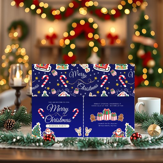 クリスマスおめでとう、ホ!ホ!ホ! - カスタム ブルー インビテーション