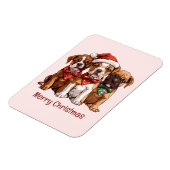 クリスマスおめでとう ボクサー犬たち マグネット (左側)