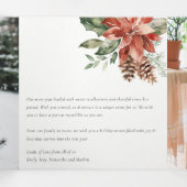 クリスマスおめでとう ポインセチア 松の木 3枚 フォト 水彩画 三つ折りクリスマスカード (内部中)