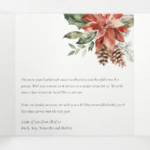 クリスマスおめでとう ポインセチア 松の木 3 フォト 水彩画 三つ折りクリスマスカード (内部中)