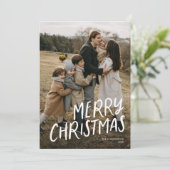 クリスマスおめでとう モダンな手書き風フォント シンプル ワンフォト シーズンカード (スタンド正面)