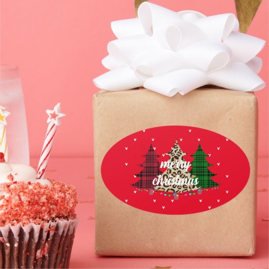 クリスマスおめでとう モダン＆エレガント 楕円形シール (パーティー)