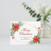 クリスマスおめでとう レッド ポインセチア 法人向けグリーティング ポストカード (スタンド正面)