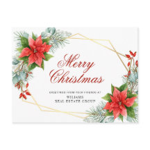 クリスマスおめでとう レッド ポインセチア 法人向けグリーティング