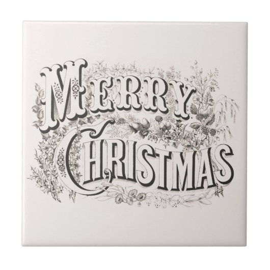 クリスマスおめでとう、ヴィンテージ カリャー＆アイヴス（複製） タイル (正面)