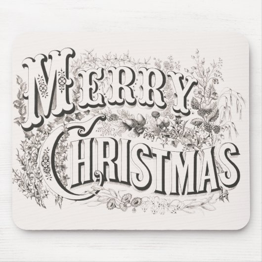 クリスマスおめでとう、ヴィンテージ カーライ & アイヴス (複製) マウスパッド (正面)