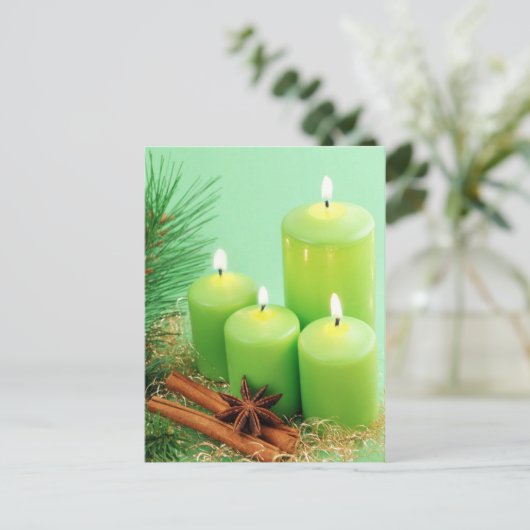 クリスマスおめでとう - 四日目のアドベントのろうそく シーズンポストカード (スタンド正面)