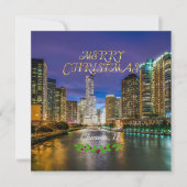 クリスマスおめでとう、夕焼けのシカゴ川 シーズンカード (正面)