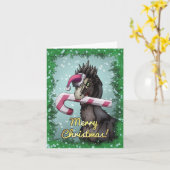 クリスマスおめでとう、恐竜！ カード (黄色い花)