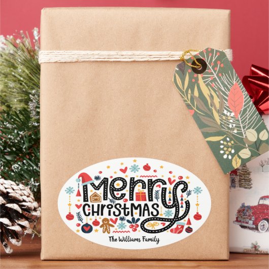 クリスマスおめでとう 楕円形シール (クリスマス)