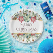 クリスマスおめでとう 水彩冬の花名前 ペーパープレート (パーティー)