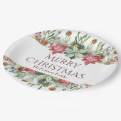クリスマスおめでとう 水彩冬の花名前 ペーパープレート (アングル)