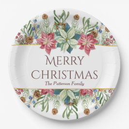 クリスマスおめでとう 水彩冬の花名前 ペーパープレート