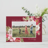 クリスマスおめでとう 水彩花 赤 シーズンカード (スタンド正面)
