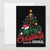 クリスマスおめでとう、汚い動物！面白いXmas家族 シーズンカード (正面/裏面)