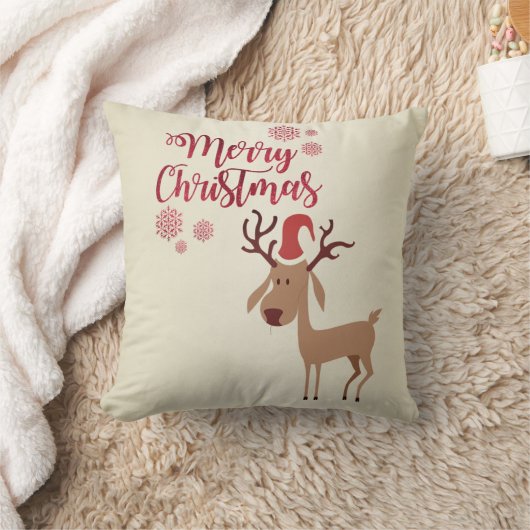 クリスマスおめでとう、漫画のトナカイ クッション (ブランケット)
