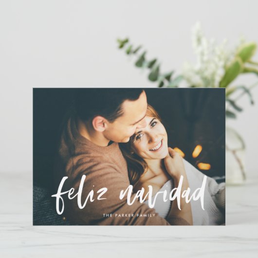 クリスマスおめでとう | 現代スペイン語の2枚の写真のクリスマスカード シーズンカード (スタンド正面)
