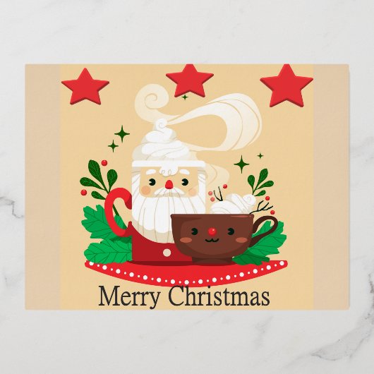 クリスマスおめでとう 箔シーズンポストカード (正面)