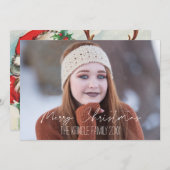 クリスマスおめでとう、裏面にあなたの写真を飾ったビンテージサンタ シーズンカード (正面/裏面)