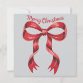 クリスマスおめでとう 赤いコケティーボウの女の子 シーズンカード (正面)