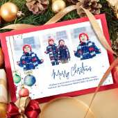 クリスマスおめでとう 赤いスクリプトの写真コラージュ シーズンカード