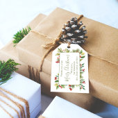 クリスマスおめでとう 赤いホーリーとグリーン ギフトタグ