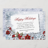 クリスマスおめでとう 赤いポインセチアの素朴なホリデーカード シーズンカード (正面/裏面)