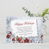 クリスマスおめでとう 赤いポインセチアの素朴なホリデーカード シーズンカード (スタンド正面)