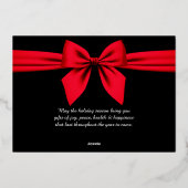 クリスマスおめでとう、赤いリボン可愛い 箔シーズンカード (裏面)