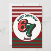 クリスマスおめでとう 赤い数字の6と7 カスタムネーム シーズンカード (正面)