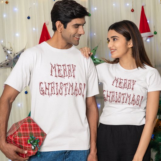 クリスマスおめでとう 赤い飾りと星 ユニセックス Tシャツ