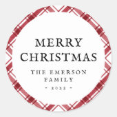 クリスマスおめでとう 赤と白のステッカー ラウンドシール (正面)