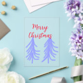 クリスマスおめでとう 赤紫の淡い色合いの松の木 水彩 アクリル招待状 (インサイチュ (ウェディング))
